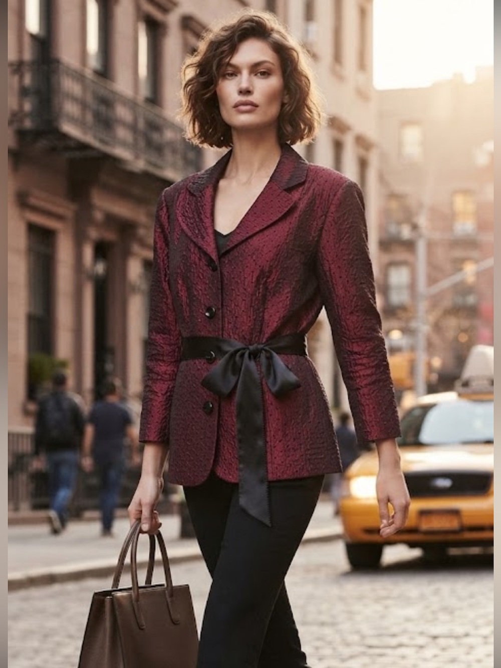 Adrianna Papell Evening dark burgundy textured blazer